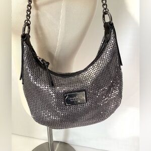 SimplyVera  Vera Wang Purse Shoulder Bag Black Metallic Hobo Mesh